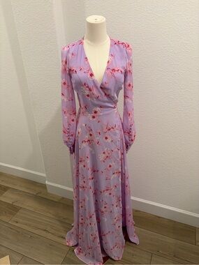 Lulus Lavender Floral Wrap Maxi Dress size Extra Small